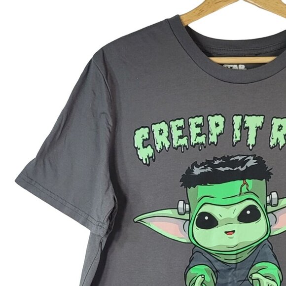 Star Wars Halloween Baby Yoda T Shirt Gray XL Creep It Real Frankenstein - Picture 4 of 6